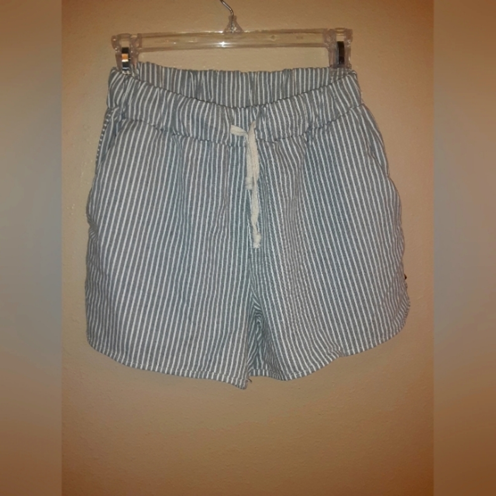 Pinstripe linen blend shorts